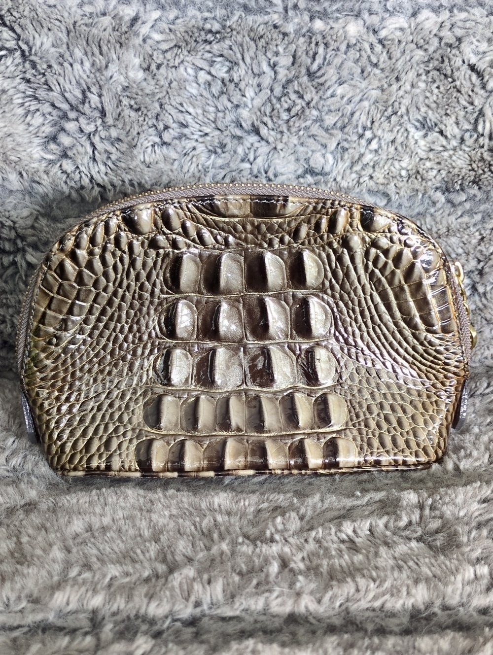 Brahmin Tina Pecan Melbourne Croc-Embossed Cosmetic Case - Picture 2 of 5